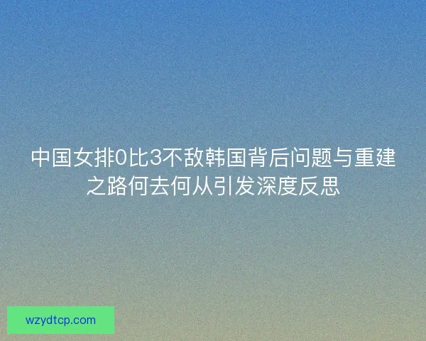 中国女排0比3不敌韩国背后问题与重建之路何去何从引发深度反思