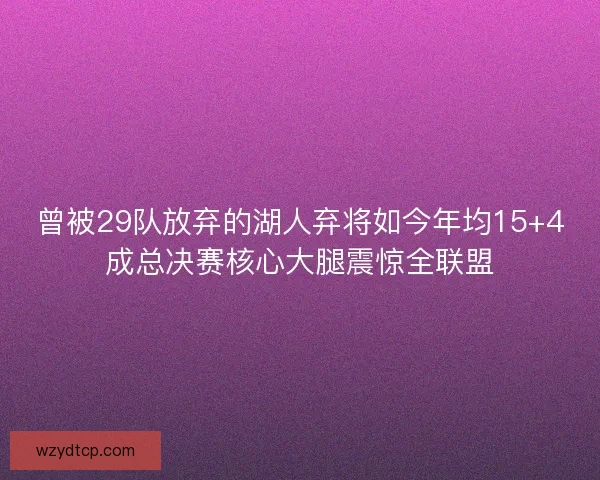 曾被29队放弃的湖人弃将如今年均15+4成总决赛核心大腿震惊全联盟