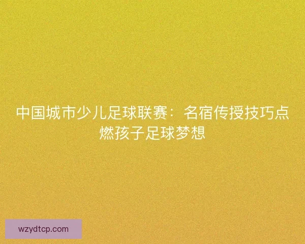 中国城市少儿足球联赛：名宿传授技巧点燃孩子足球梦想