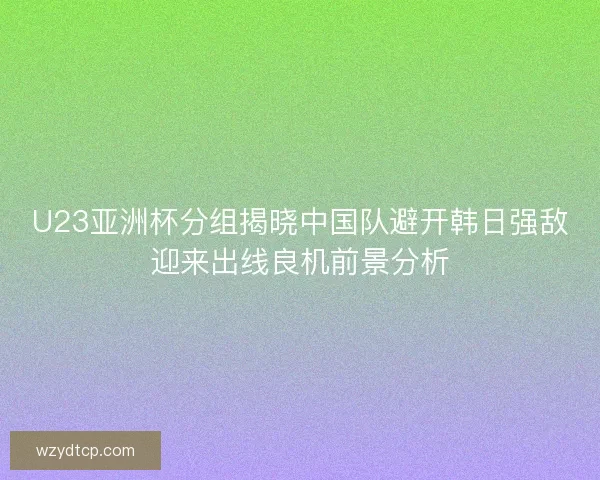 U23亚洲杯分组揭晓中国队避开韩日强敌迎来出线良机前景分析
