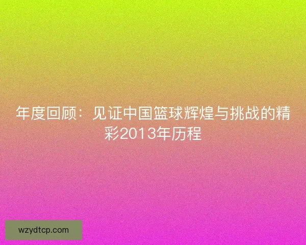 年度回顾：见证中国篮球辉煌与挑战的精彩2013年历程