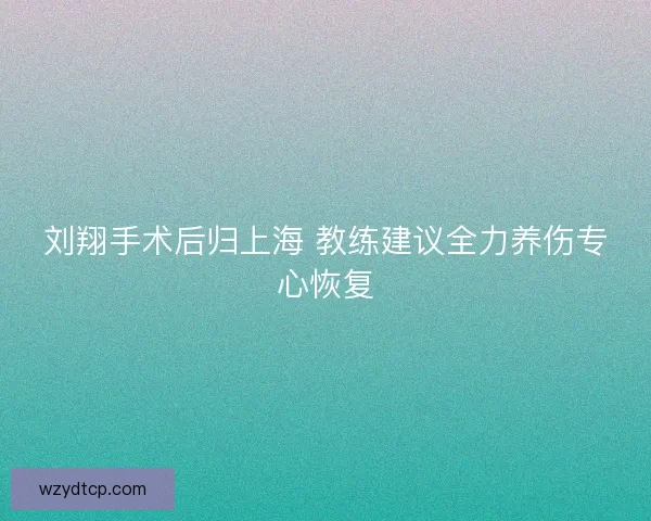 刘翔手术后归上海 教练建议全力养伤专心恢复